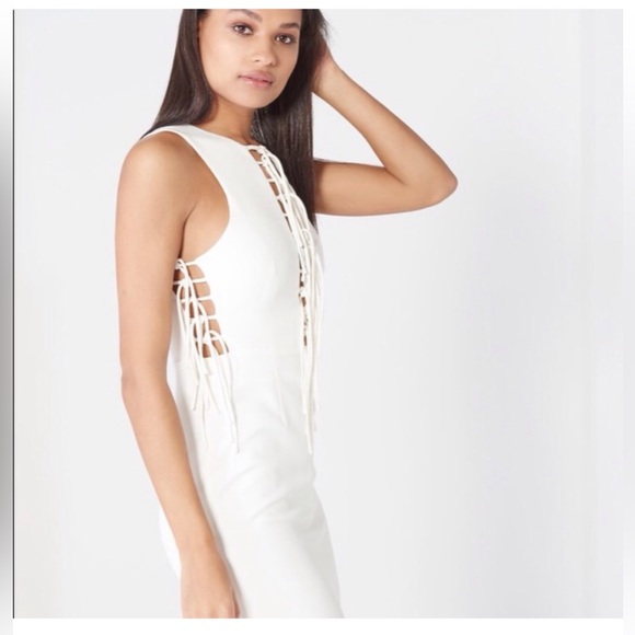 Lavish Alice Off White Tie Bodycon Dress - Picture 2 of 5